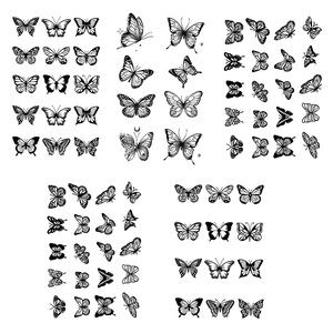 1 Juego de 5 Piezas de Tatuajes Temporales Adhesivos de Papel con Patrones Pequeños, Hermosos y Artísticos de Mariposas, Tatuajes Impermeables para Cara, Brazo, Cuerpo y <span class=keywords><strong>Pierna</strong></span> - Product Image 1