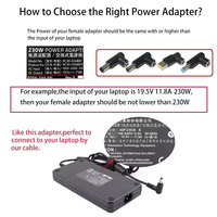 Adaptateur d'alimentation pour ordinateur portable, convertisseur universel 240W, prise DC 7.4x5.0mm femelle, prise mâle 4.5x3.0mm pour Asus