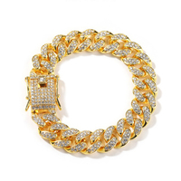 Collier Chaîne Cubaine Miami en Alliage Plaqué Or 18K avec Zircon et Cristal Givré, Style Hip-Hop Rapper, 12mm, Géométrique, Pas Cher