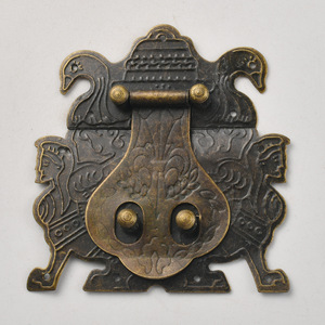 Cierre de hebilla de bronce antiguo con forma de pico de pato para caja de madera, embalaje de regalo, herrajes, forma rectangular, fundición a presión, acero al carbono - Product Image 1