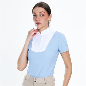 新しい服の女性の水色RTS乗馬競技ショーシャツメッシュ半袖トップス - Product Image 1