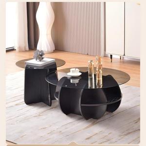 NKAHS Light Luxury Eco-Friendly Tempered Glass Coffee <b>Table</b> Modern Creative <b>Small</b> <b>Side</b> <b>Table</b> Set for <b>Small</b> Living Room Hotel Use - Product Image 5