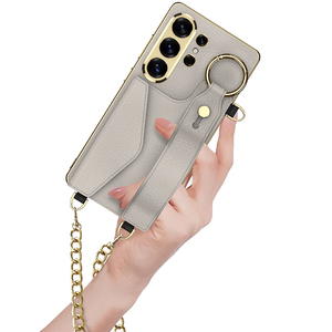 Suitable for Samsung S26ultra phone case, wristband, <b>chain</b>, women's high-value card bag, wallet, leather case, hanging <b>rope</b> - Product Image 4