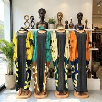 Nouvelle Robe Boubou Élégante Femme Africaine Ankara Été 2026, Col en V, Diamants Thermocollés, Tendance Quotidienne
