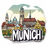 Aimant de réfrigérateur en résine de Munich 3d personnalisé de qualité supérieure OEM et aimant de réfrigérateur Souvenir touristique