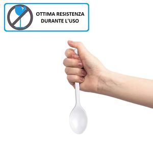Cucchiai di Plastica Bianchi Riutilizzabili Lunghezza 16,5 Cm per Uso Quotidiano - Product Image 4