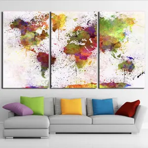Water Color World Map Modern Print Decoration Art On Canvas