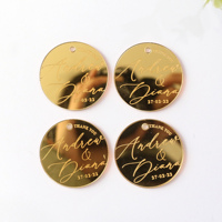 Étiquettes en acrylique miroir doré en gros pour vêtements, étiquettes décoratives de marque haut de gamme, étiquettes suspendues en acrylique