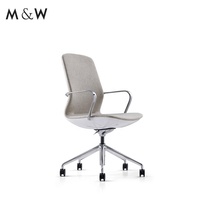 M & W Chaise de bureau ergonomique et pivotante en cuir pour réception de direction, moderne et inclinable, blanche