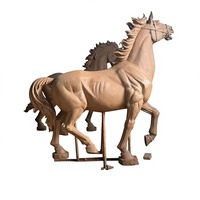 Statue de cheval grandeur nature en pâte polymère, figurine artisanale, prototype religieux pour décoration extérieure