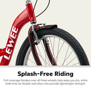 LEWEE Roues 26 pouces à une vitesse pour hommes et femmes Trois roues Beach Cruiser Low Step-Through Frame 3 Wheels Bike Adult Tricycle - Product Image 4