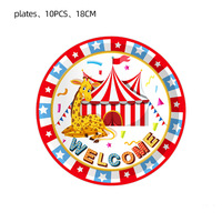 Nouvelles décorations de fête sur le thème du cirque, vaisselle jetable, assiettes en papier, gobelets, serviettes, nappe, fournitures pour fête d'anniversaire d'enfants