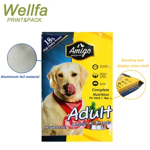 1,5 kg 20 kg 50 kg flacher boden katzenfutter großer kunststoff-verpackungsbeutel reißverschlussbeutel mit mylar-verschluss trockentier-hundefutter-verpackungsbeutel