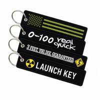 Porte-clés personnalisé en tissu brodé avec slogan « Good Luck Danger Smiley » pour motard, motocross, vêtements et sacs