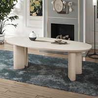 Table à manger moderne en travertin, style crème, forme ovale, pour meubles de maison, pierre en ciment fritté pour utilisation dans les restaurants