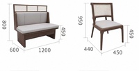Canapé en U moderne pour restaurant, chaises en rotin tressé, ensemble de table de restaurant en bois, matériau facile à nettoyer pour hôtel et café