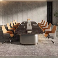 Table de conférence exécutive intelligente convertible de luxe moderne pour salles de réunion de bureau, 14 à 22 places, carrée, PVC/MDF