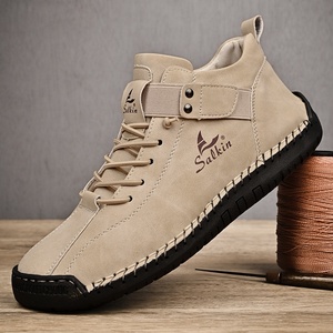 New 2025 Handmade PU Leather Casual Men Shoes Design Sneakers Man Breathable Leather Shoes Men Ankle <b>Boots</b> Outdoor - Product Image 3
