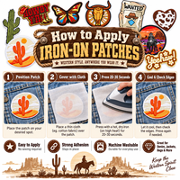 Patch brodé thermocollant ou à coudre Western Cowboy Cheval Cactus Texas Botte Crâne Chapeau de Rodeo en gros