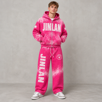 Ensemble sweat à capuche et pantalon de survêtement personnalisé pour homme, en molleton épais délavé à l'acide, survêtement deux pièces streetwear avec fermeture éclair et pantalon large