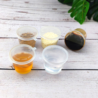 Échantillon GRATUIT 1 2 OZ 2.5 3 4 OZ Gobelets à sauce jetables en plastique transparent avec couvercles Gobelets portionneurs en PP avec couvercles Gobelets à soufflé avec couvercle
