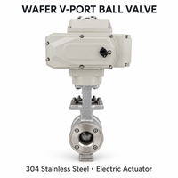Vanne à boisseau sphérique motorisée à commande électrique en acier inoxydable 304, type Wafer, à port en V, pour le traitement des boues de pulpe et de l'eau