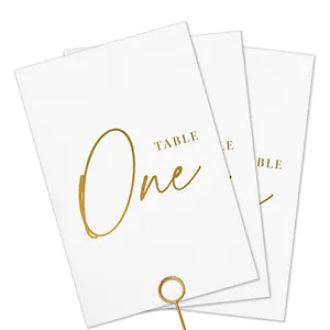 Hot Sell Luxury Double Sided Printed Table Numbers 1-30 Wedding Gold Table Numbers Paper Cards For Reception