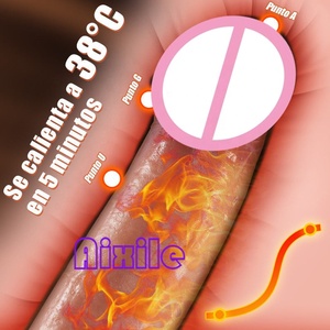 Dildo réaliste, jouet sexuel, 3 fonctions télescopiques, chauffant, 9 modes de vibration, stimulateur anal et du point G, pour couples, vibromasseur à poussée - Product Image 3