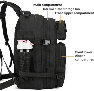 Spoir Chiến Thuật Tấn công ba lô 3 ngày Molle Ba lô chống thấm nước với dây kéo đóng cửa màu đen Polyester Lót - Product Image 4