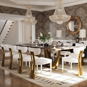 <span class=keywords><strong>Tavolo</strong></span> da Pranzo in <span class=keywords><strong>Legno</strong></span> Massello con Struttura in Metallo, Arredamento di Lusso per Sala da Pranzo - Product Image 5