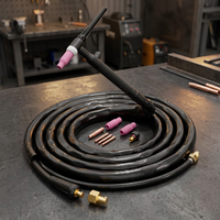 Torche de soudage TIG à arc argon WP-17V, refroidie par air, 150A, avec vanne de régulation de gaz, câble de 4M, kit complet avec consommables pour MIG135 ARC140
