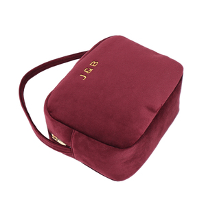 Bolsa <span class=keywords><strong>de</strong></span> Aseo Portátil <span class=keywords><strong>de</strong></span> Terciopelo Personalizable con Logotipo, para Viaje, para Cuidado <span class=keywords><strong>de</strong></span> la Piel, Fabricada por OEM, Color Rojo Oscuro, con Cierre - Product Image 3