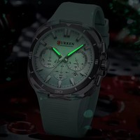 Montre chronographe à quartz CURREN 8502 pour homme, bracelet en silicone bleu, lumineuse, sportive, mode décontractée, pour l'extérieur