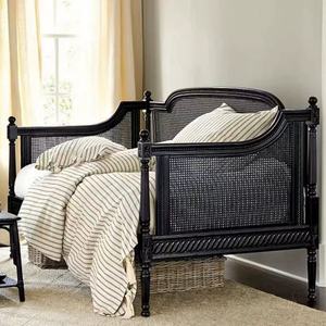 Antique Vintage White Wooden Sectional <b>Set</b> Rectangle Rattan Lounge Furniture for Living Room - Product Image 3