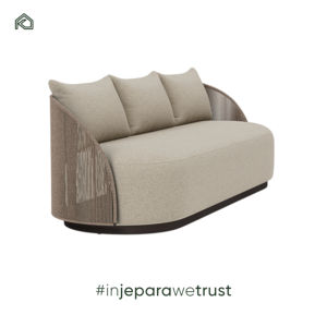 Sofá Banu con Estructura de Madera de Teca y Tapicería Combinada de Ratán Sintético, Crea un Mueble de Sala de Estar para Exteriores Moderno, Cómodo y Duradero - Product Image 2