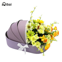Caja de Regalo con Ramo de Flores de Jabón de Alta Calidad Qibai, Caja de Flores para Cuna de Bebé con Embalaje de Luna, Carpetas con Relieve y Laminado Mate