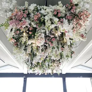 Simulation verdure plafond Netflix restaurant salon plafond floral tissus d'ameublement plante haut fleurs décoratives