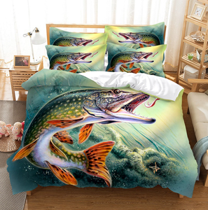 Ensemble <span class=keywords><strong>de</strong></span> literie en polyester 100% tissé Big Fish 200TC <span class=keywords><strong>de</strong></span> style européen et américain, 3 pièces, <span class=keywords><strong>housse</strong></span> <span class=keywords><strong>de</strong></span> <span class=keywords><strong>couette</strong></span>, motif animal, usage domestique et hôtelier, vente en gros - Product Image 6