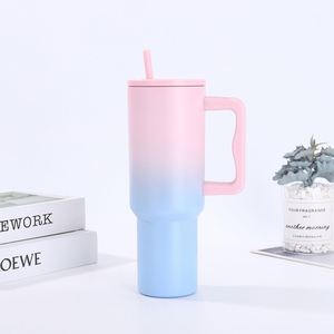 Gobelet isotherme de voyage pour voiture H4.0 avec poignée, 40 oz, couvercle, paille, antidérapant, conception personnalisée OEM ODM - Product Image 5