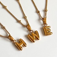 Collier chaîne DIY en acier inoxydable plaqué or avec lettre initiale alphabet bulle pour femme