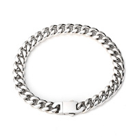 Bracelet Homme Miami Hip-Hop Européen et Américain en Acier Inoxydable Poli avec Fermoir, Maillons Cubains à Grain Rond – Grande Vente