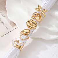 Ensemble de bagues empilables massives plaquées or avec strass en cristal, bagues dôme géométriques audacieuses, cadeaux pour femmes