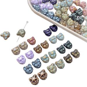 Perles rétro en verre antique double face en forme <span class=keywords><strong>de</strong></span> tête <span class=keywords><strong>de</strong></span> <span class=keywords><strong>chat</strong></span>, importées <span class=keywords><strong>de</strong></span> République tchèque, pour la confection <span class=keywords><strong>de</strong></span> bijoux faits main <span class=keywords><strong>et</strong></span> accessoires <span class=keywords><strong>de</strong></span> décoration DIY - Product Image 5