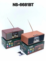 Radio Clásica Antigua NS-6681BT de Madera de Nogal con Reproductor de FM Rotatorio, Ranura para Tarjeta USB/TF/AUX, Altavoces Bluetooth Retro de Madera