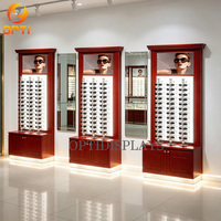 Vitrine promotionnelle classique pour lunettes de soleil à effet bois, présentoir mural lumineux à LED pour lunettes
