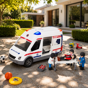 Camion d'<span class=keywords><strong>ambulance</strong></span> à grande friction personnalisable en usine avec lumières et sons, <span class=keywords><strong>jouet</strong></span> de jeu de rôle d'urgence pour tout-petits - Product Image 6