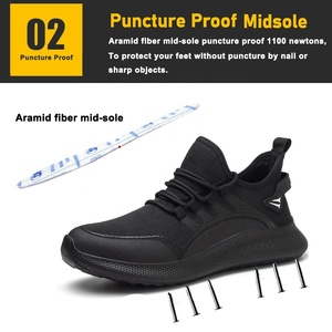 Tiger Master Protección antideslizante para los pies Anti-aplastamiento EU Puntera de acero A prueba de pinchazos Peso ligero Negro Zapatillas de seguridad para hombres - Product Image 5