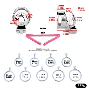 Jaula de Castidad Masculina FRRK Sin Anillo Base con 9 Anillos de Plástico para Pene, Correa Anticaída BDSM, Juguete Sexual para Adultos, Venta al por Mayor, Personalizado - Product Image 3