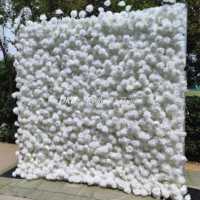 Mur de fleurs artificielles 3D en soie, roses blanches et hortensias réalistes, pour événements, fêtes, mariages et décorations d'anniversaire