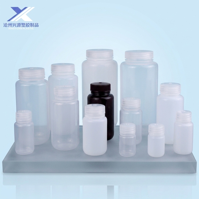 Custom Label Wide Mouth Plastic Screw Lid Bottles for Lab Reagent Chemical Liquid Storage